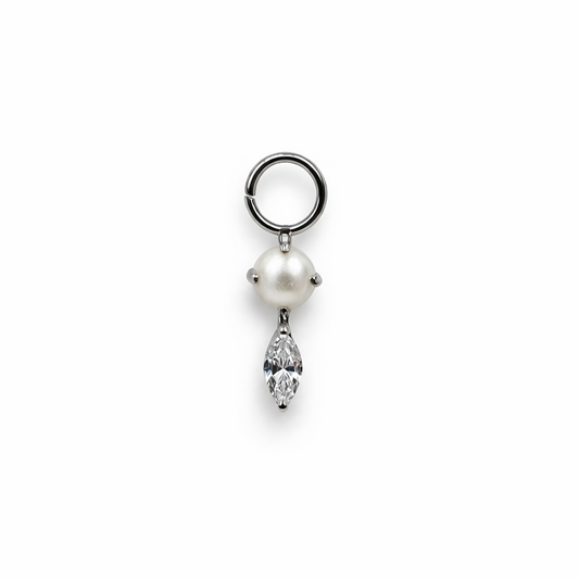 Pingente/ pêndulo com pérola e zircónia