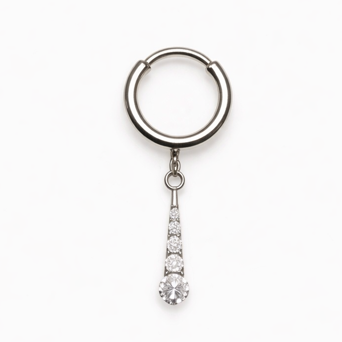 Argola de titânio com pendente de zircónias