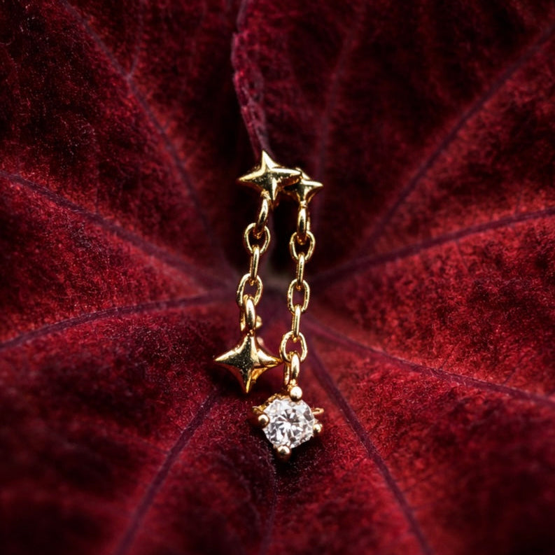 Topo Gold 14k com estrelas e correntes