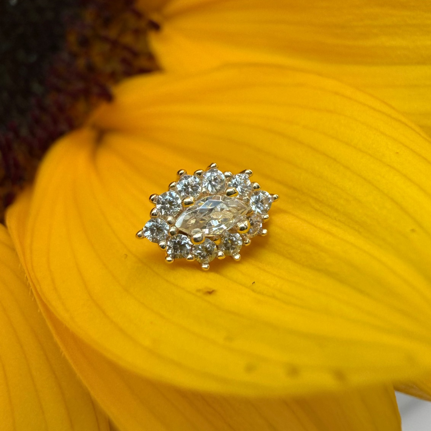 Topo em ouro 14k com zircónias