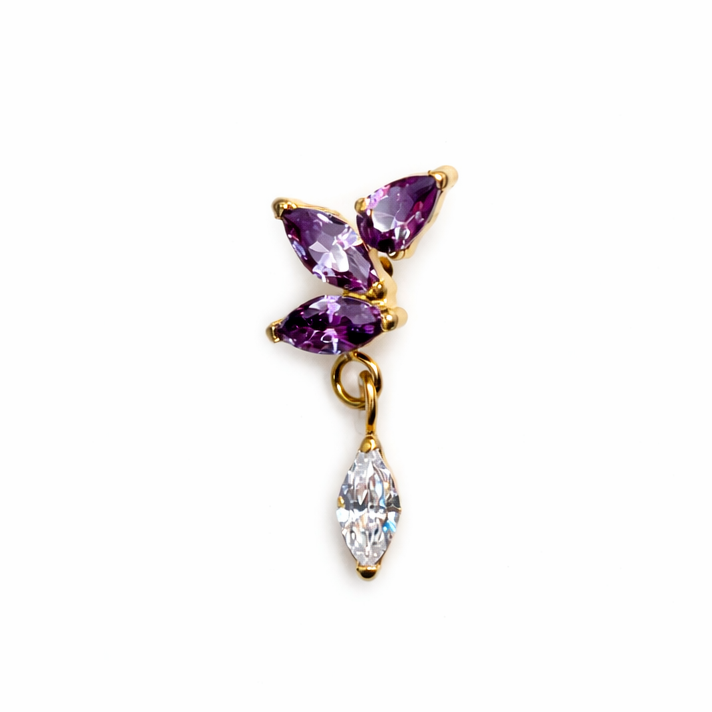 Topo PVD Gold de rosca com pedra amethyst