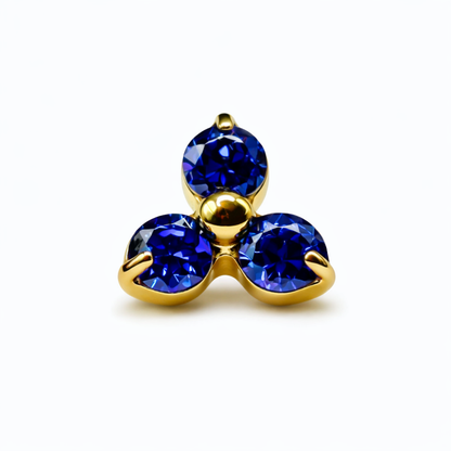Topo em PVD gold trinity de zirconias de cor 