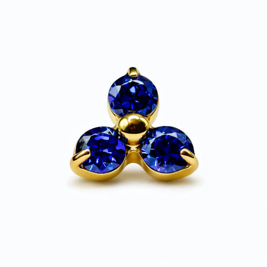 Topo em PVD gold trinity de zirconias de cor 