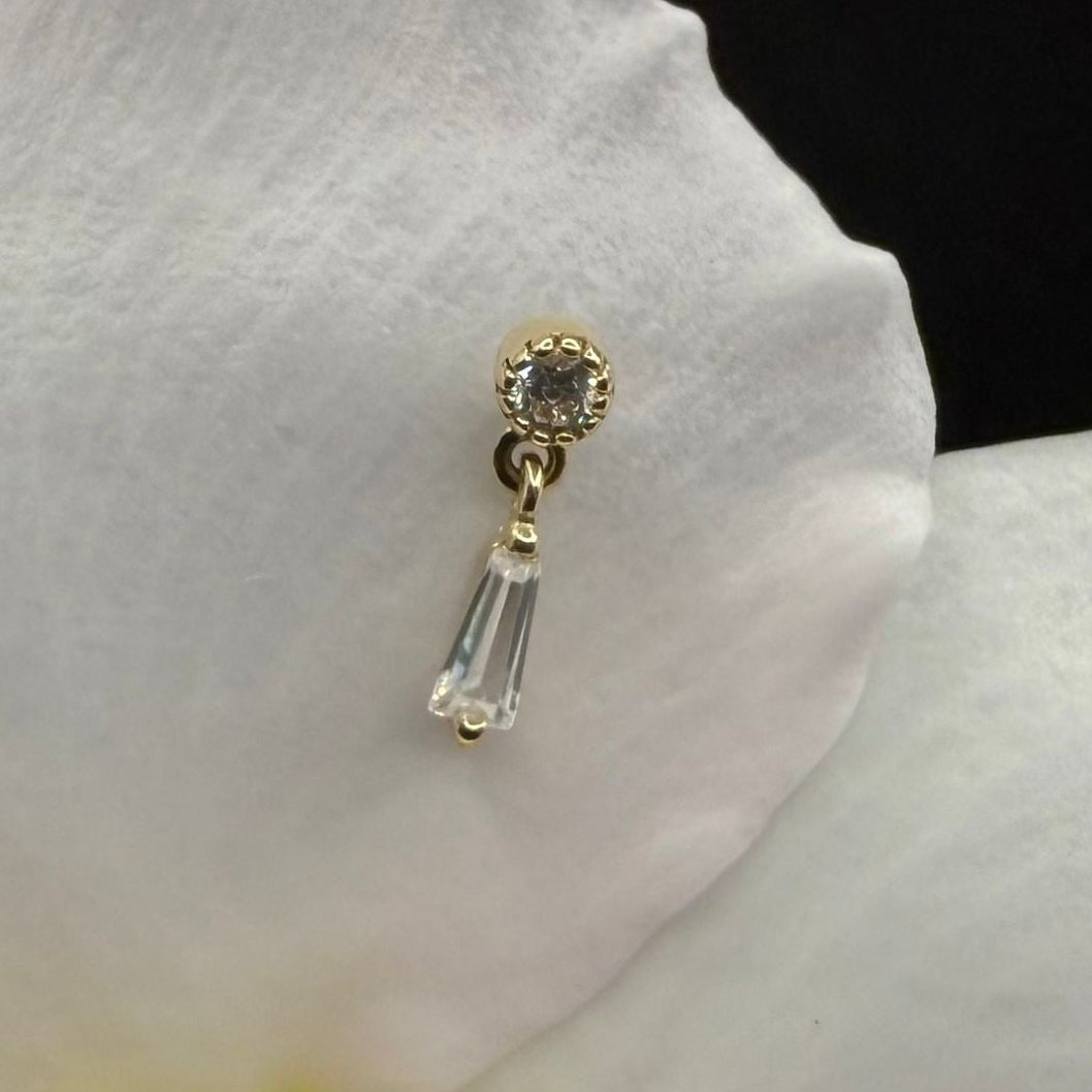 Topo zircónia com pêndulo em Gold 14k