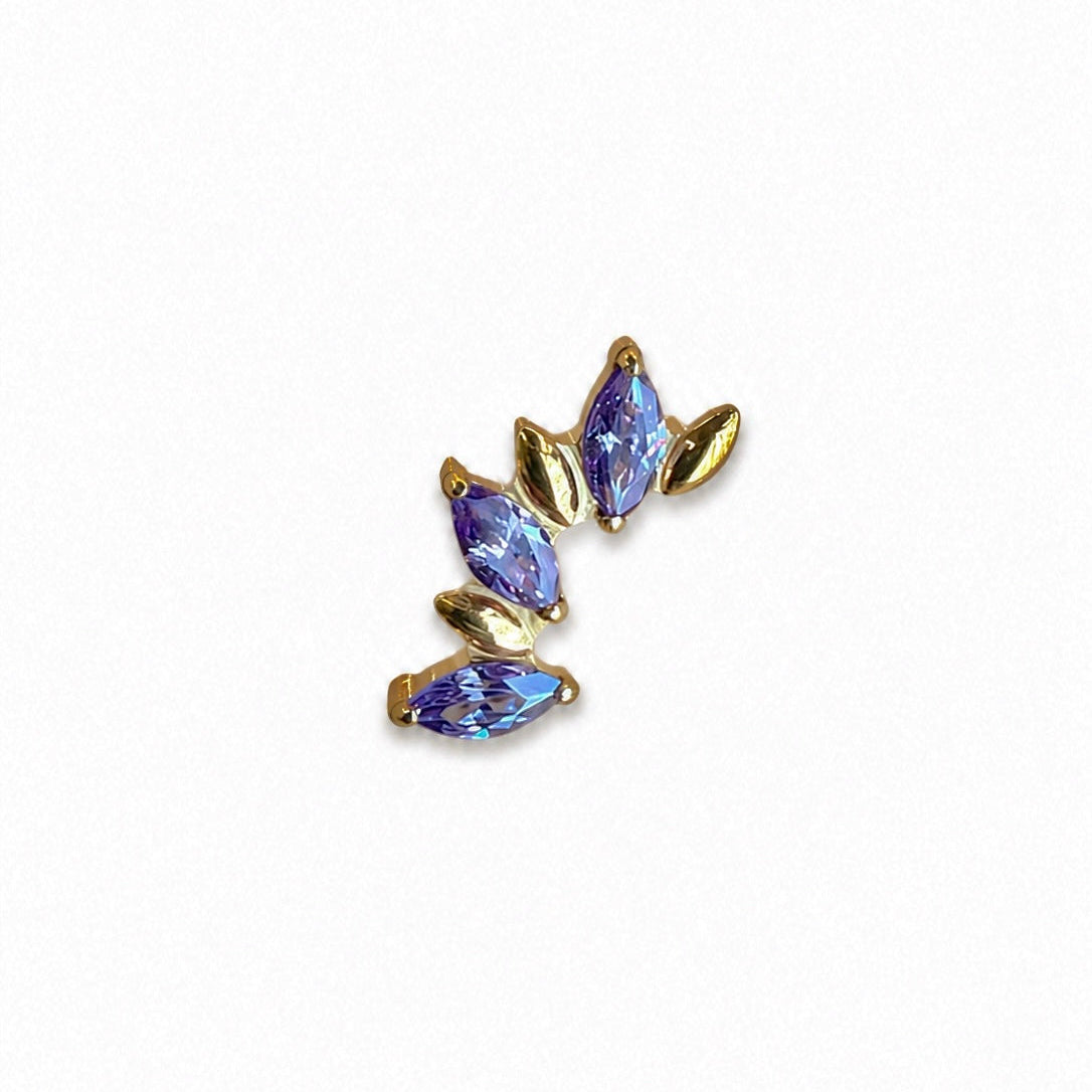 Topo em PVD Gold e amethyst
