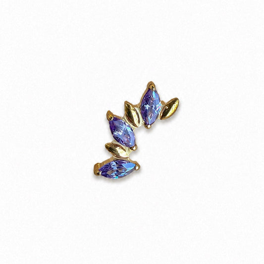 Topo em PVD Gold e amethyst