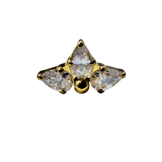 Marquise 3 zircónias PVD Gold