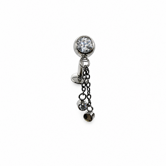 Joia de umbigo flat navel com zircónia clear 