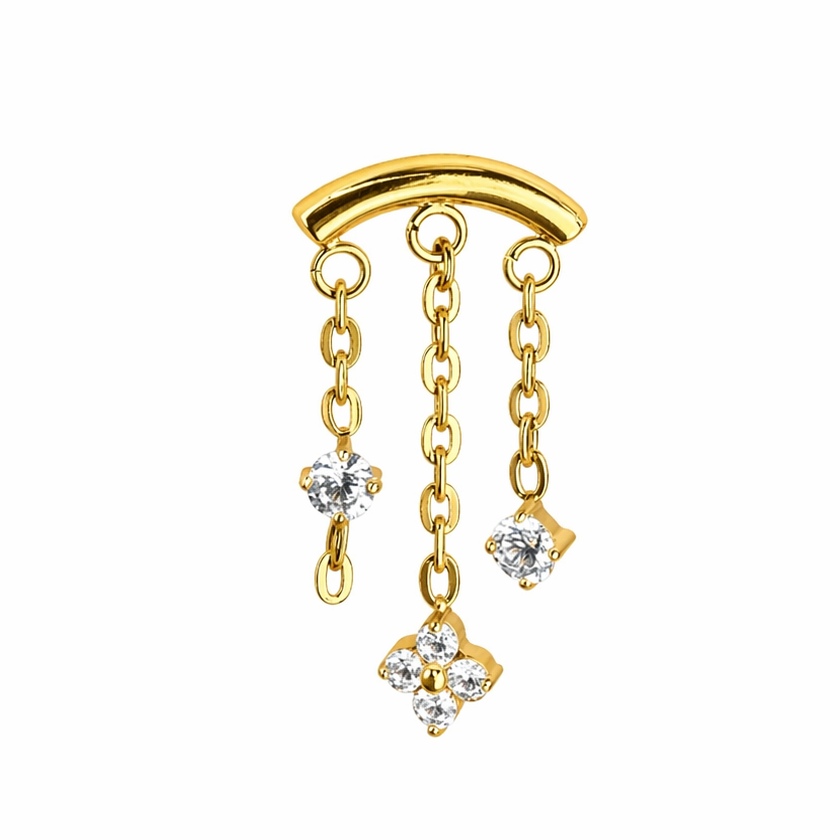 Topo push pin com pendentes de zirconias 