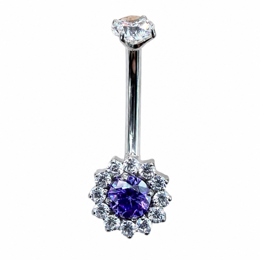 Navel piercing com pedra amethyst 