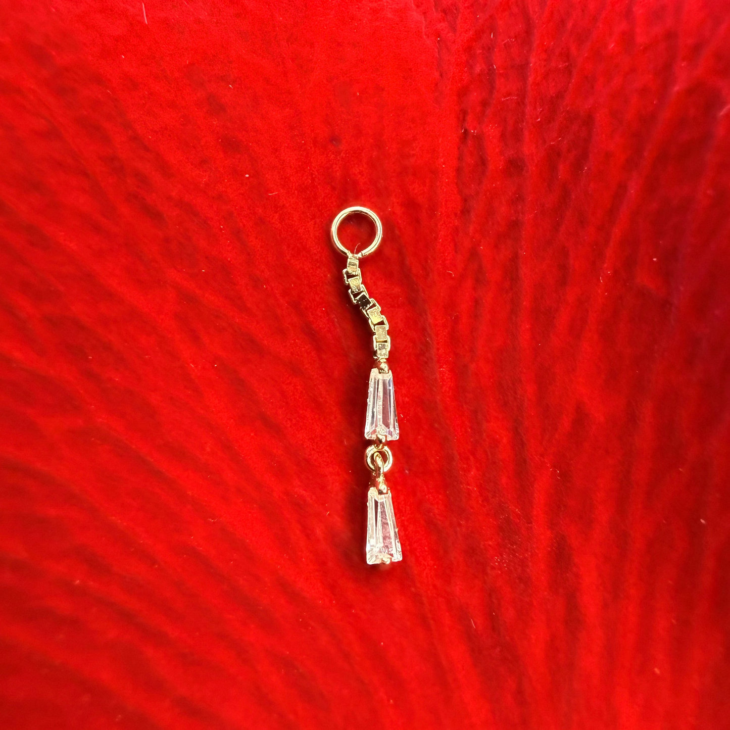 Pendente com 2 zirconias baguette 
