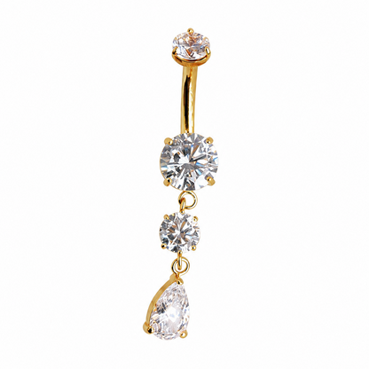 Navel com pingente e gota em titânio 