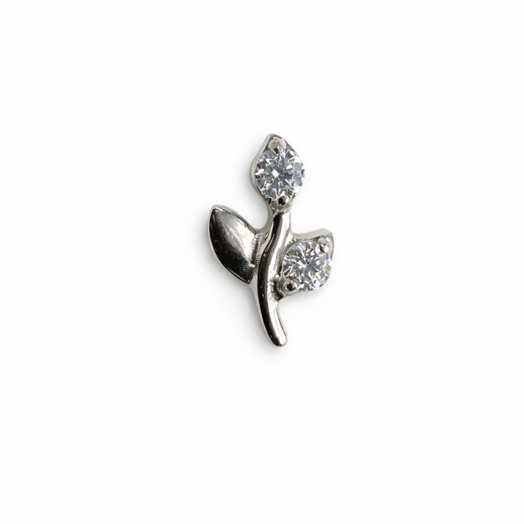 Topo flor com duas zircónias 