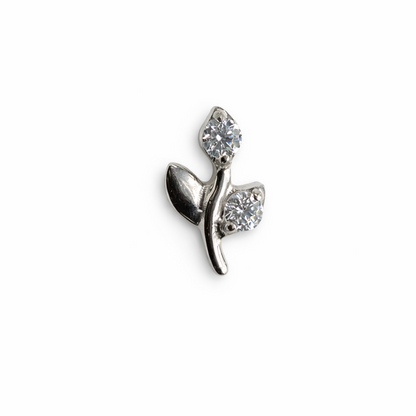 Topo flor com duas zircónias 