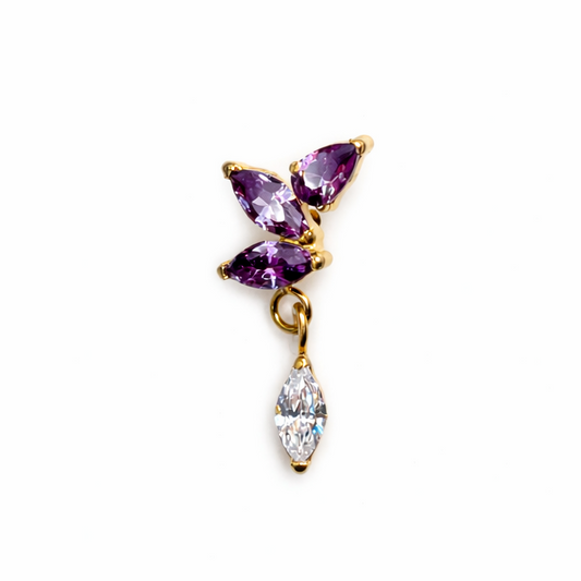 Topo PVD Gold de rosca com pedra amethyst 