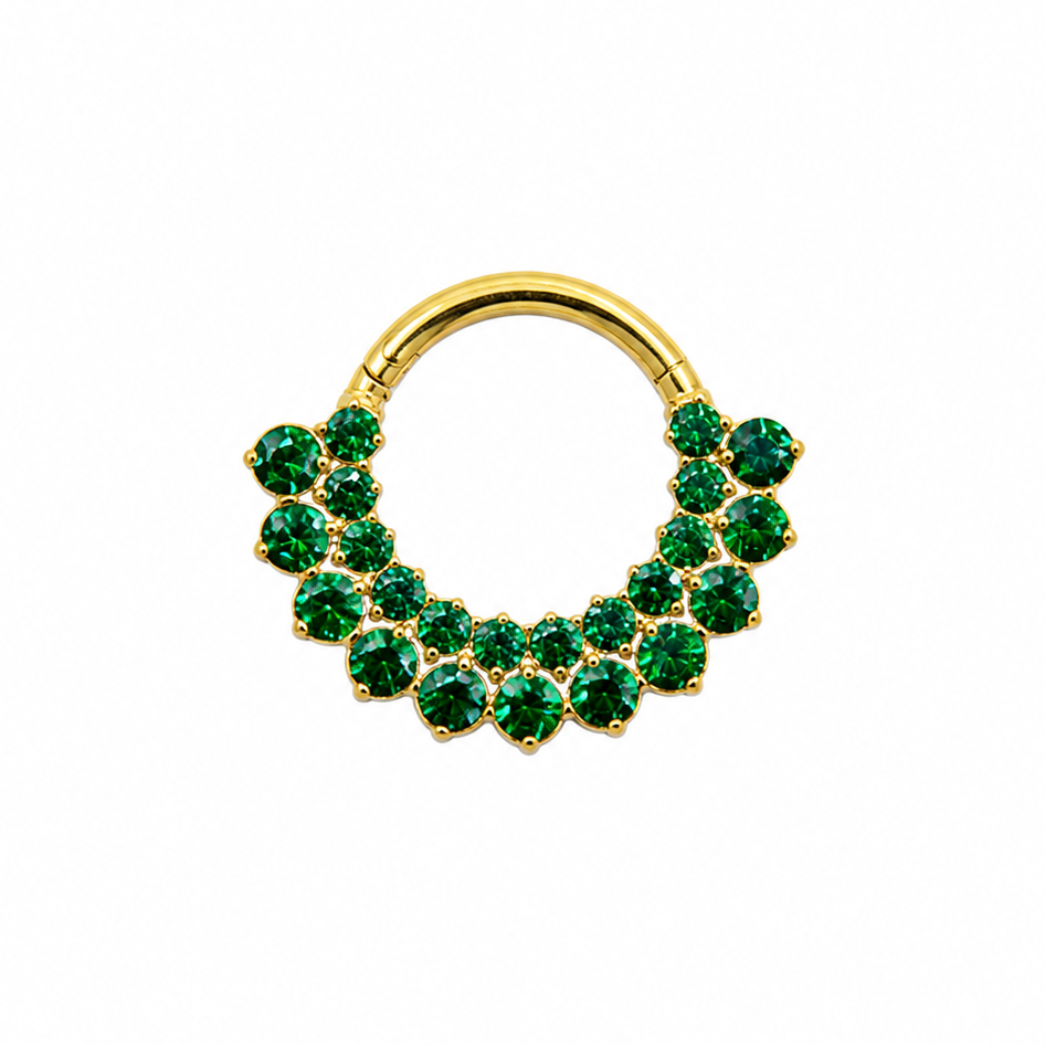 Argola dupla zircónia verde 