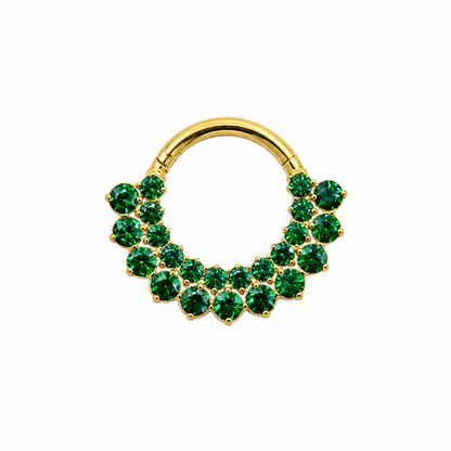 Argola dupla zircónia verde 