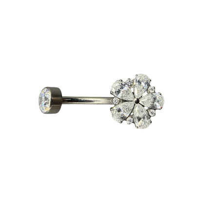 Navel Flor com zirconias