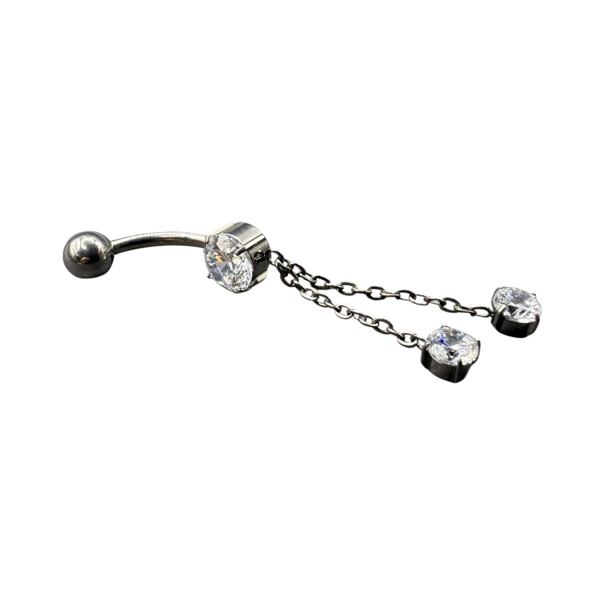 Navel pendulo com três zirconias