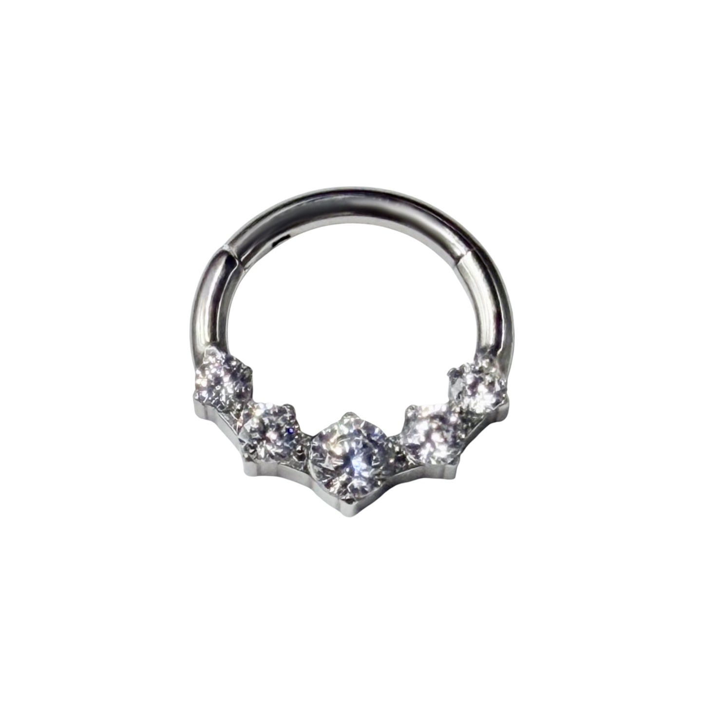 argola clicker com cinco zirconias cubicas