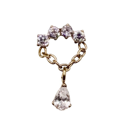 topo push pin com zircônias e corrente com pendulo