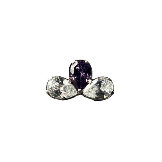 topo de rosca com tres zirconias duas clearv e uma ametista