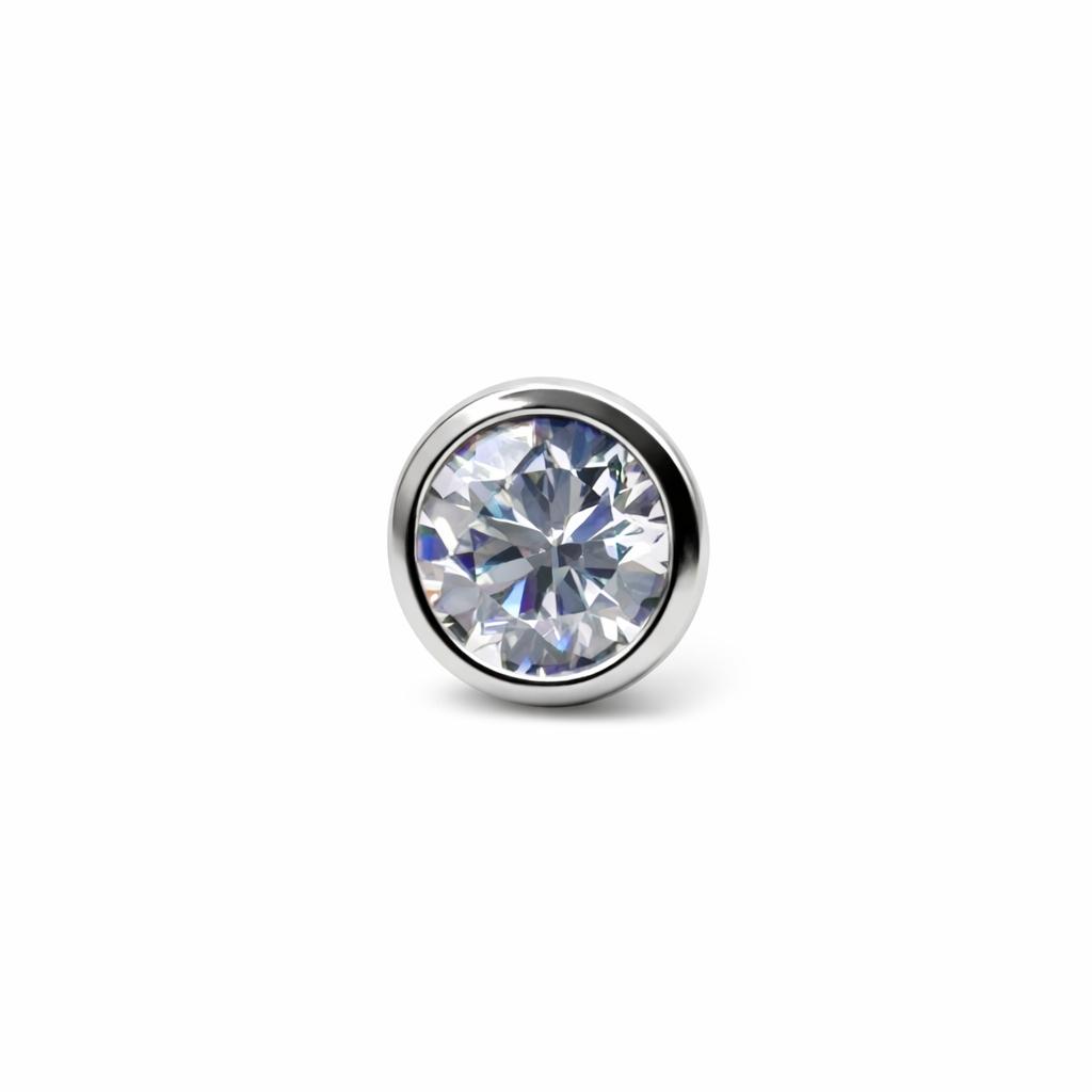 Topo meia bola com Zircónia clear de encaixe push pin 