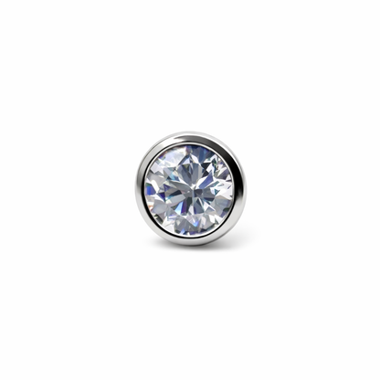 Topo meia bola com Zircónia clear de encaixe push pin 
