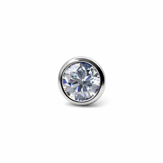Topo meia bola com Zircónia clear de encaixe push pin 