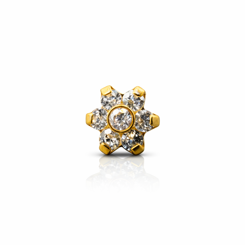 Topo push pin em PVD Gold em forma de flor 