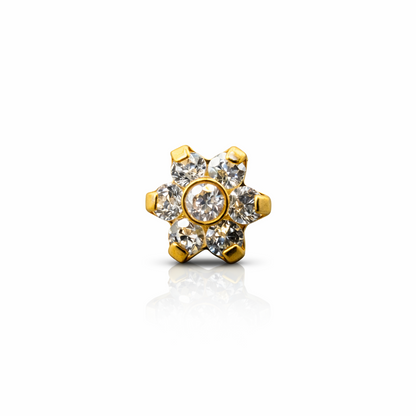 Topo push pin em PVD Gold em forma de flor 