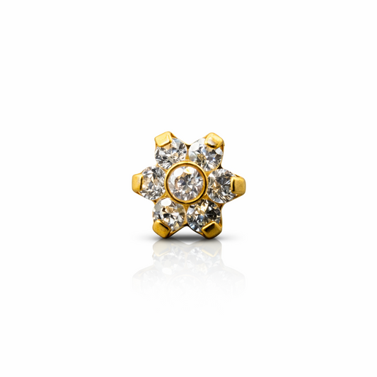 Topo push pin em PVD Gold em forma de flor 